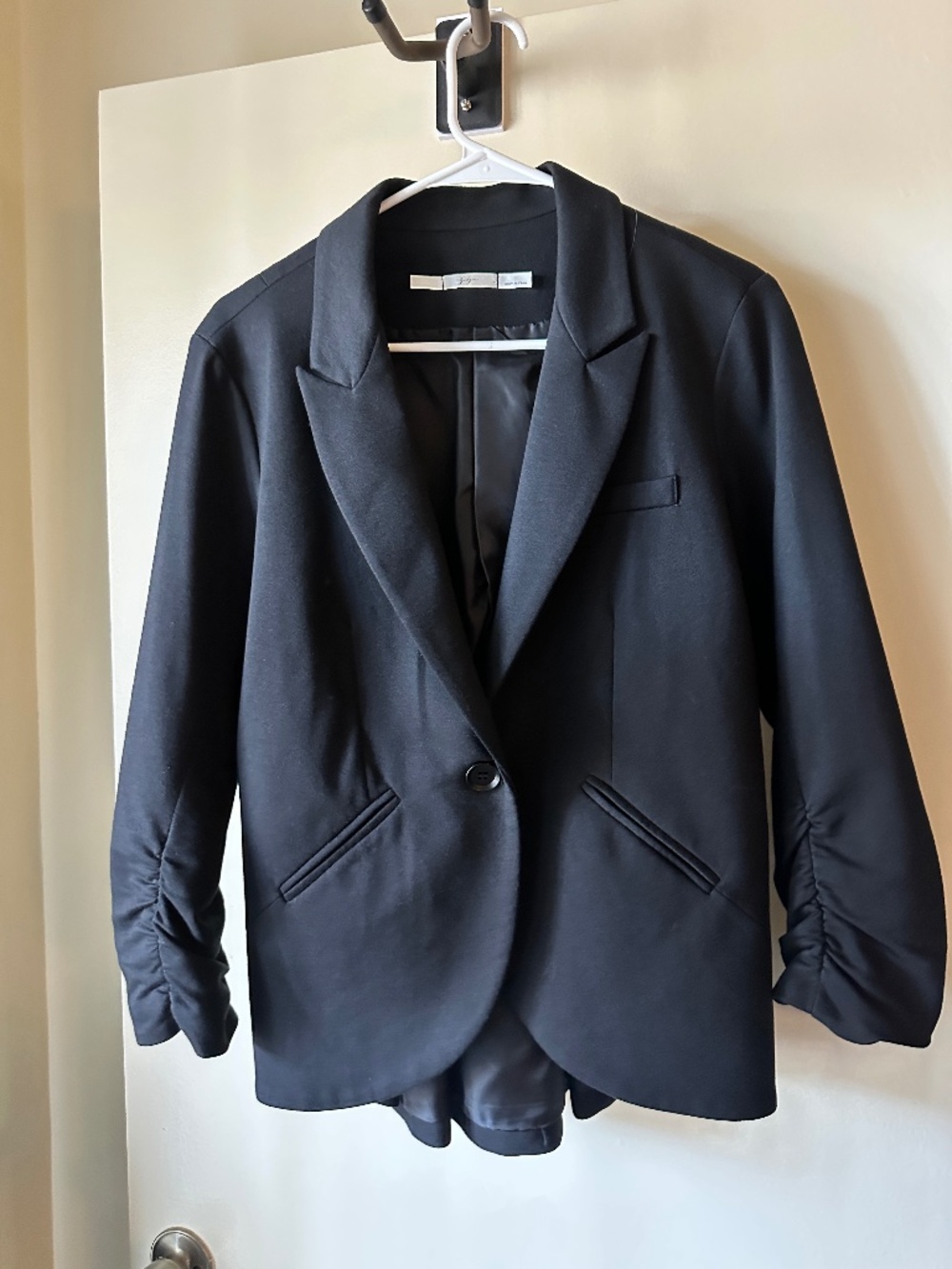 Gibson Black Blazer Jacket Flared Back Tail Cinched Sleeves Women's